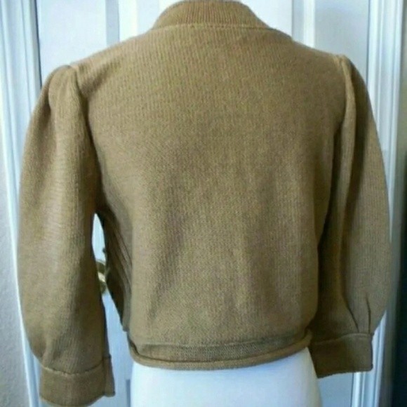 ANNE KLEIN CROP CARDIGAN TAN CAMEL 3/4 SLEEVE MEDIUM  WOMENS - Picture 2 of 8